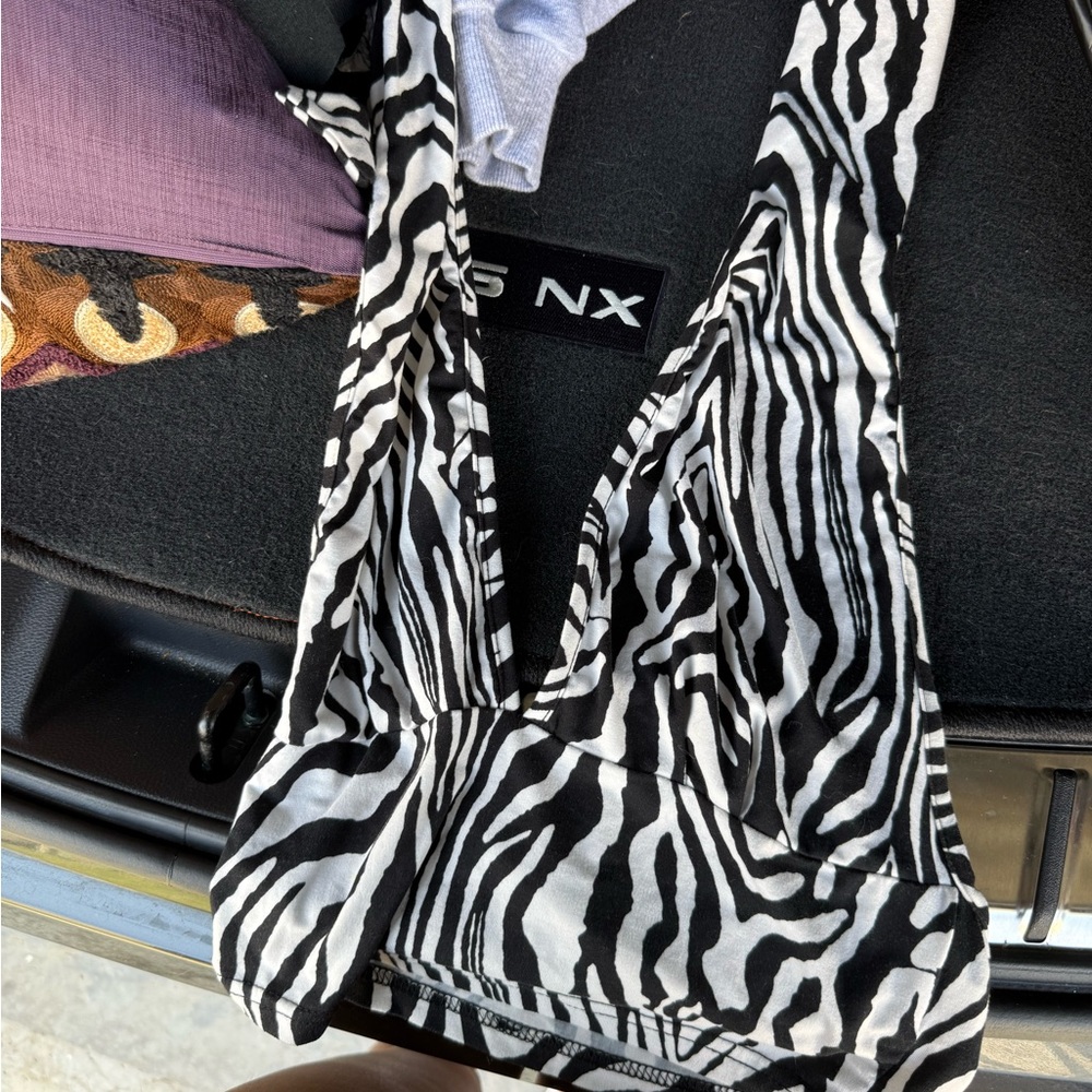 SHEIN Black and White Zebra Print Crop Top